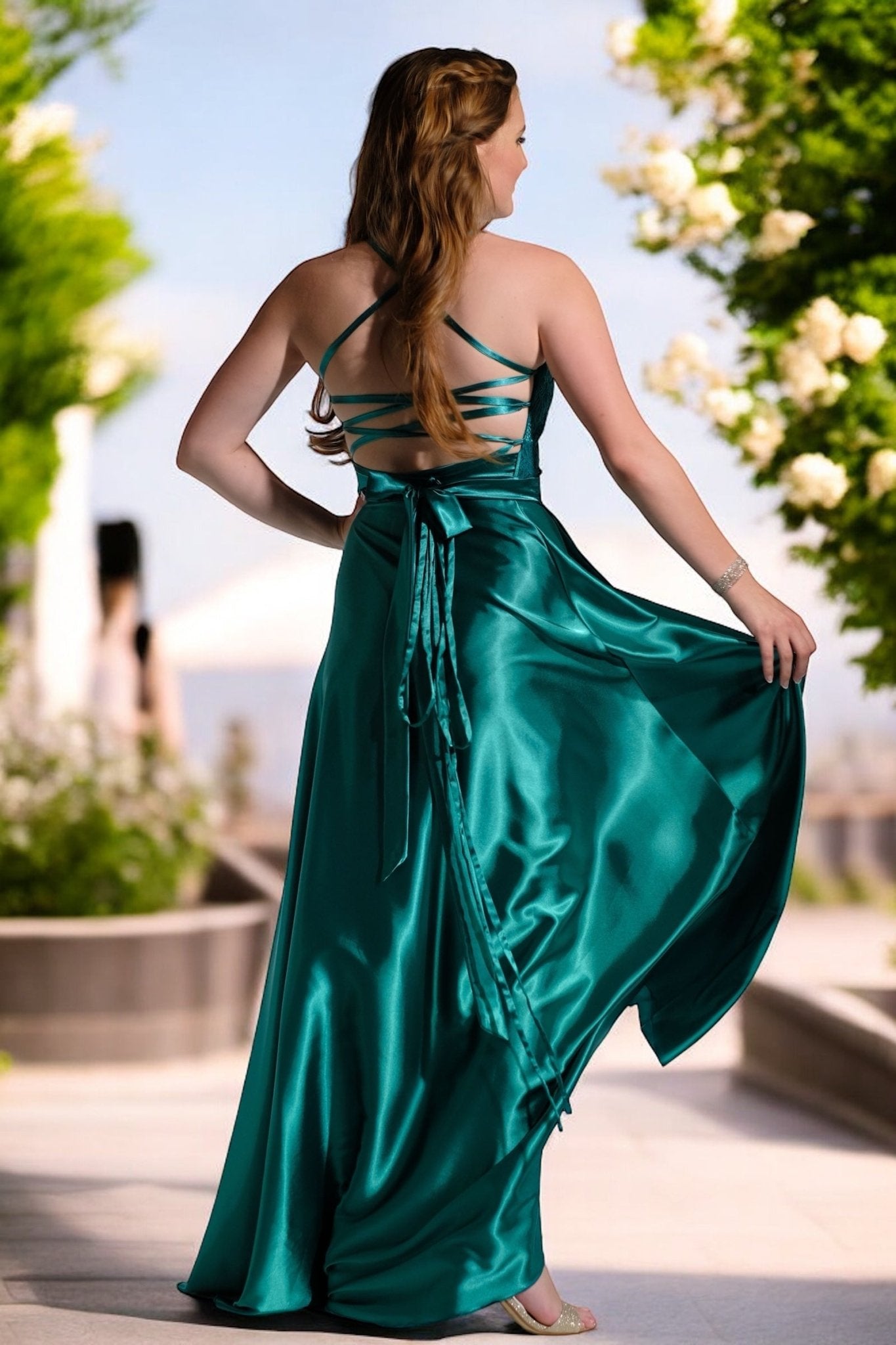 Deep jade bridesmaid dresses best sale