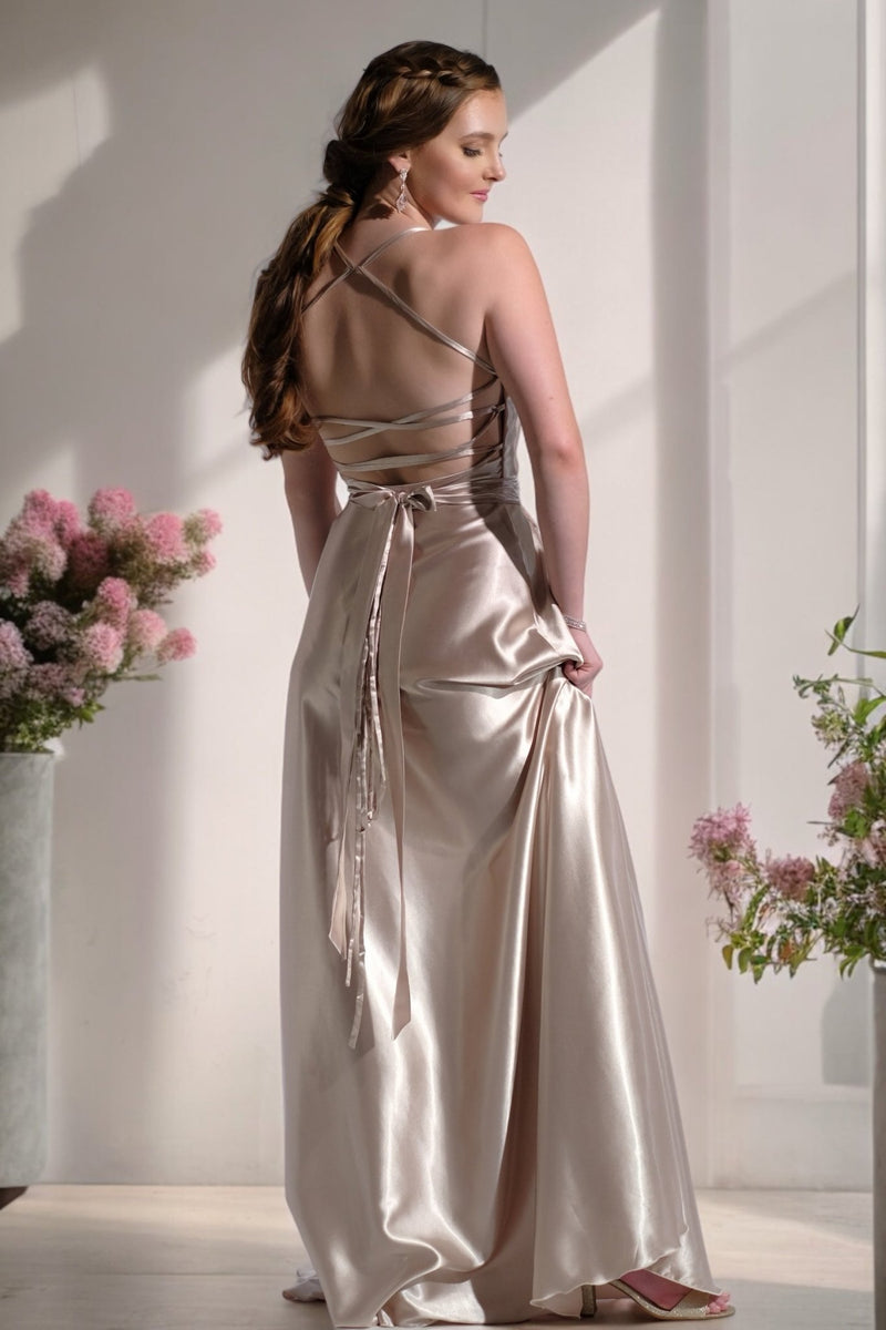 Kadie Pleated - Champagne - Bridesmaids & Formal - bridesmaids - Champagne - formal - Melanie Jayne