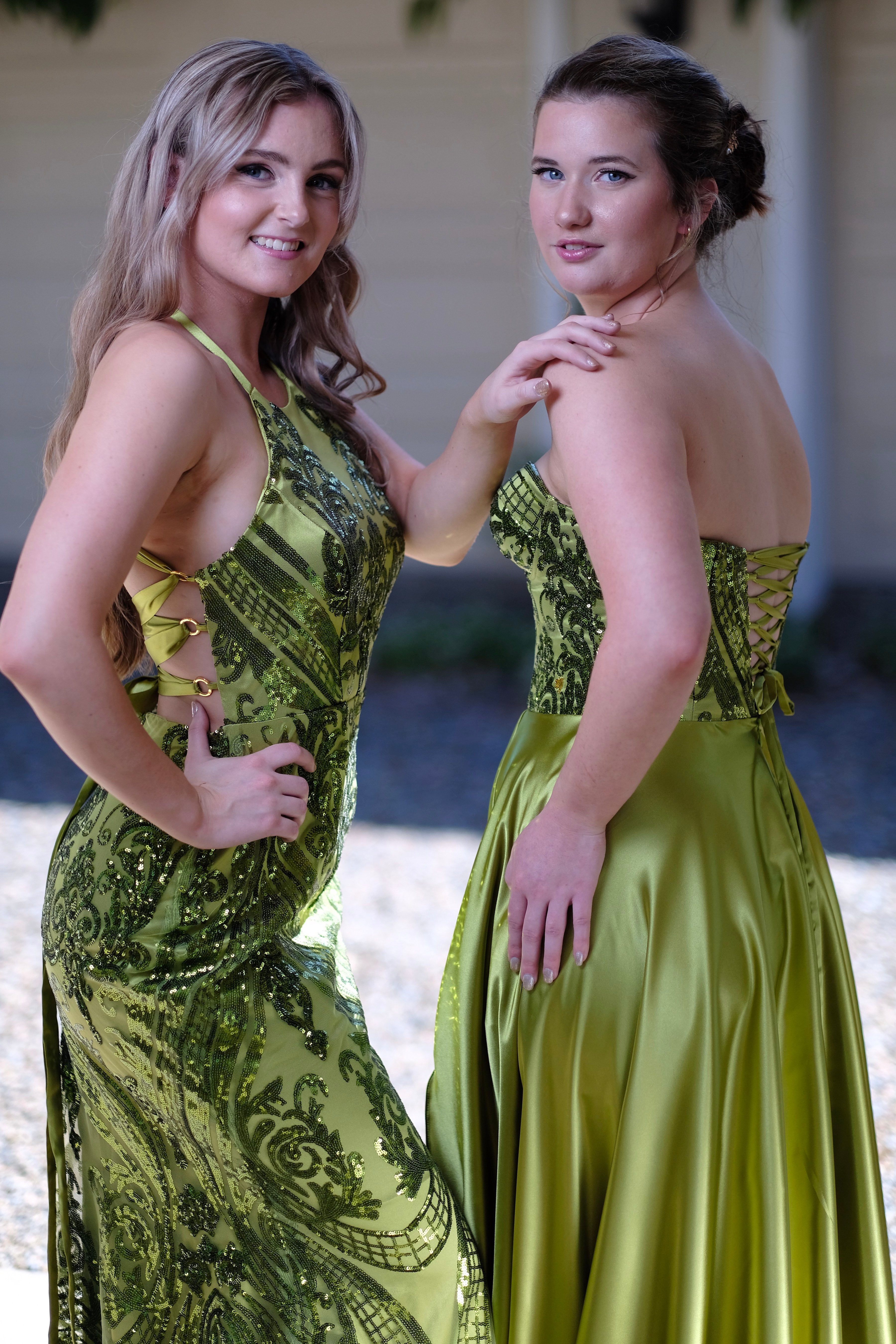 Green and gold hot sale formal dress