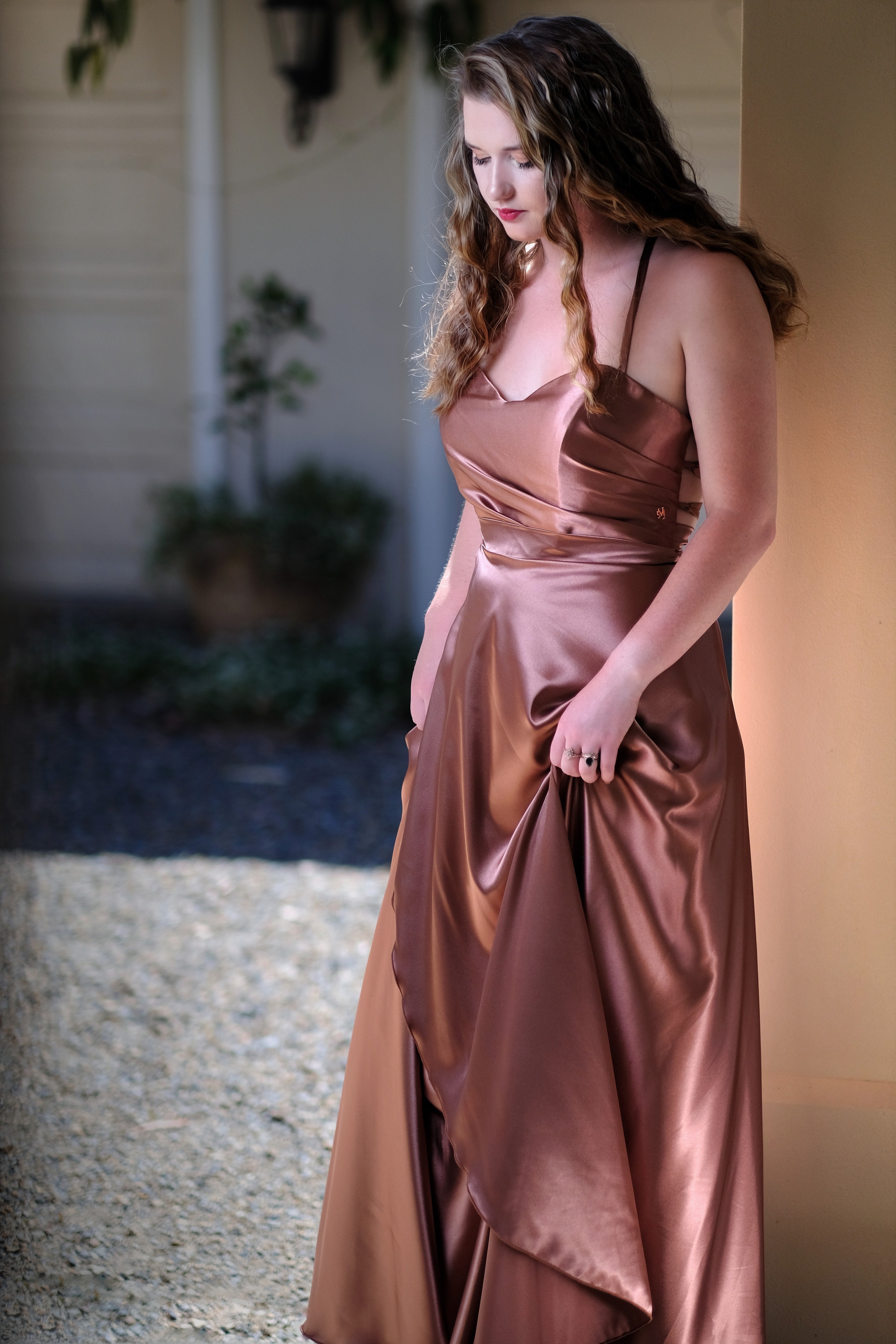 Rose gold silky on sale dress