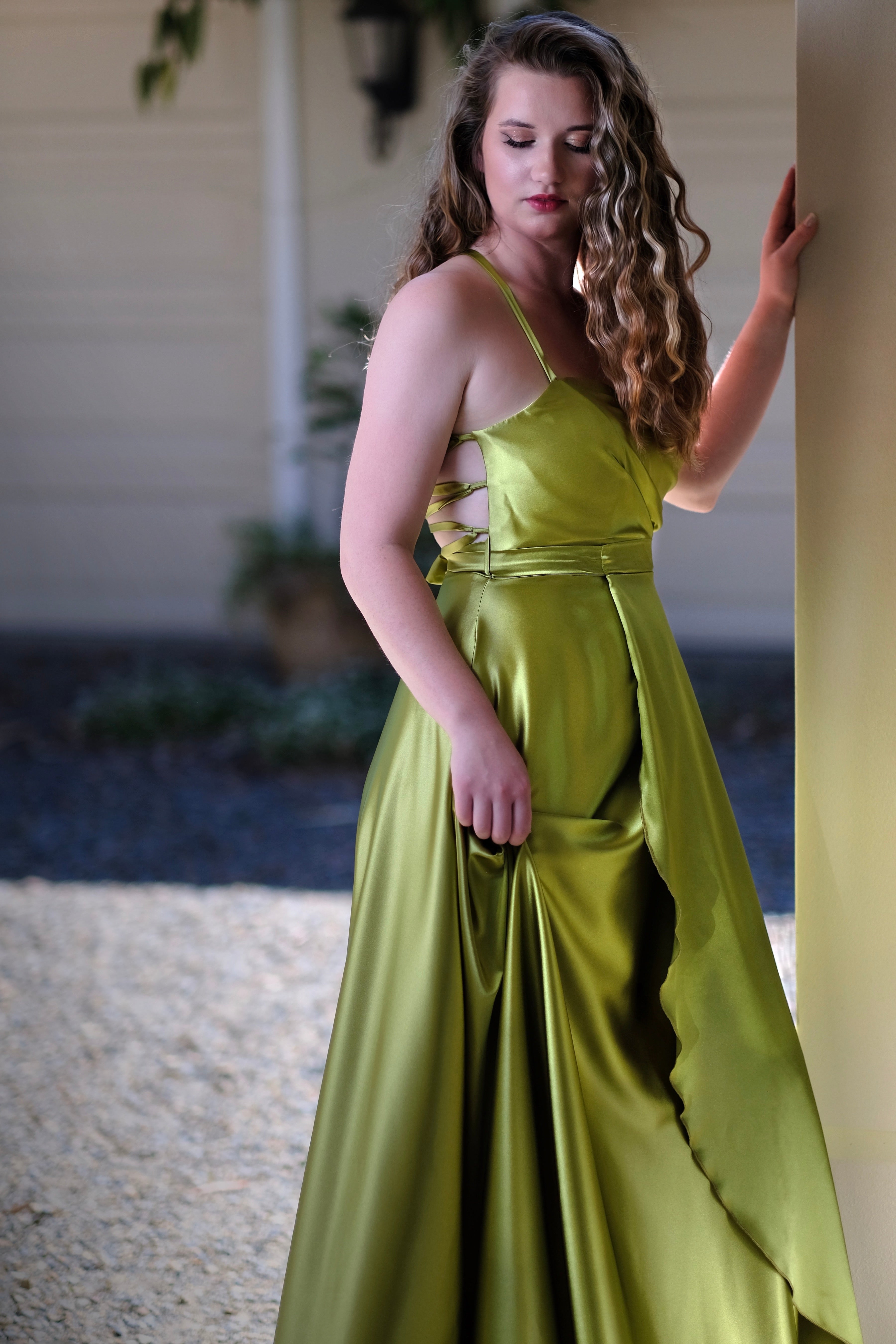 Chartreuse silk hot sale dress