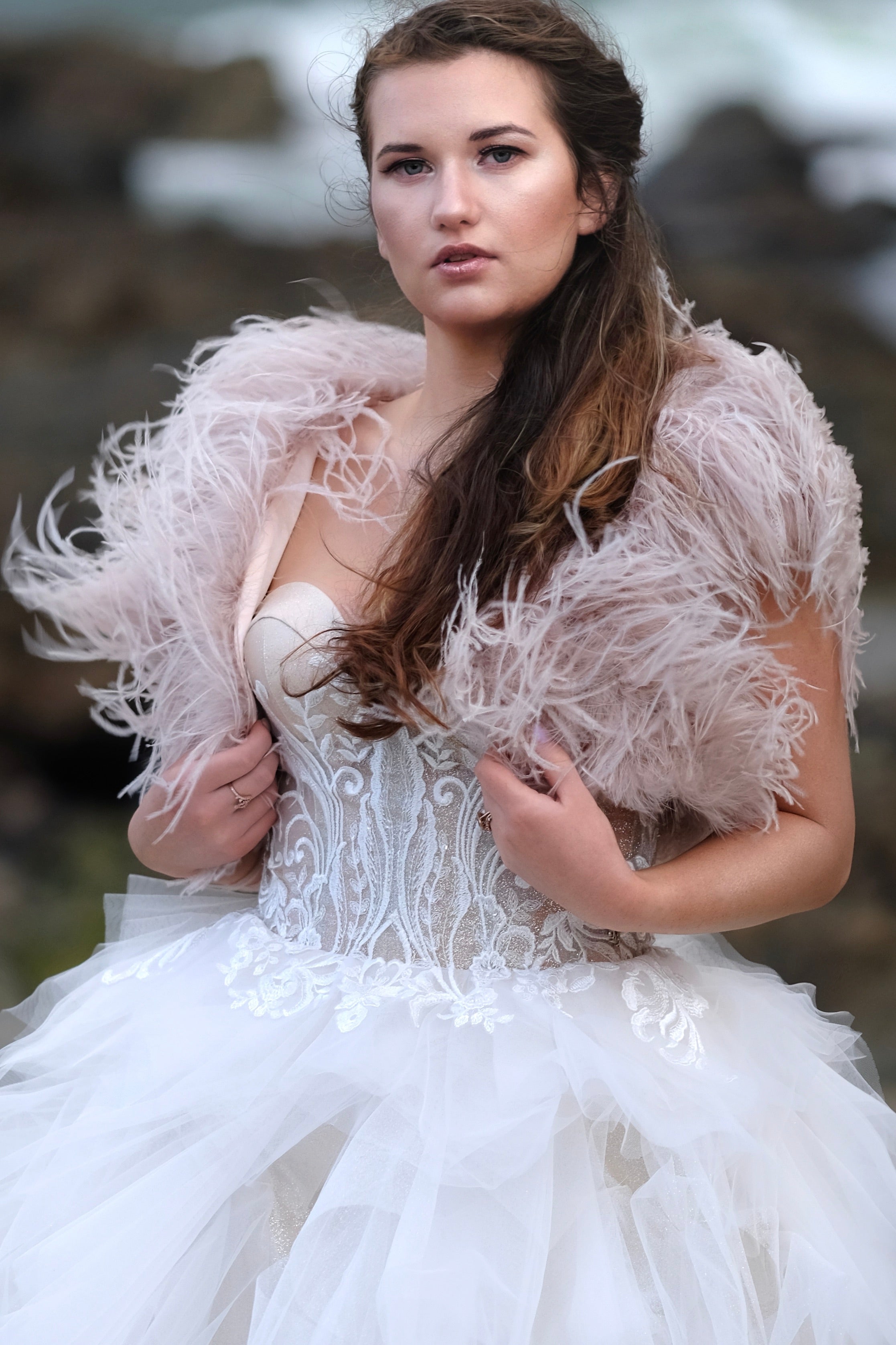 Feather bolero clearance wedding